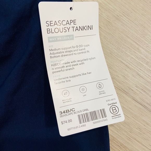 Athleta Seascape Blousy Tankini Dress Blue 34 B/C - Picture 2 of 5
